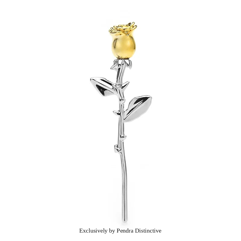 PENDRA Aurelia Classic Gold Rose Flower Brooch