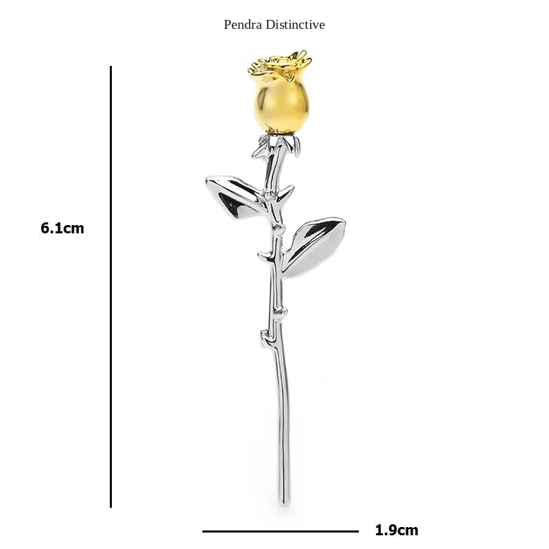 PENDRA Aurelia Classic Gold Rose Flower Brooch