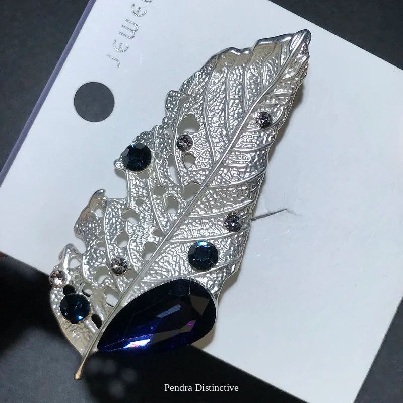 PENDRA Aurelia Crystal Golden Leaf Brooch