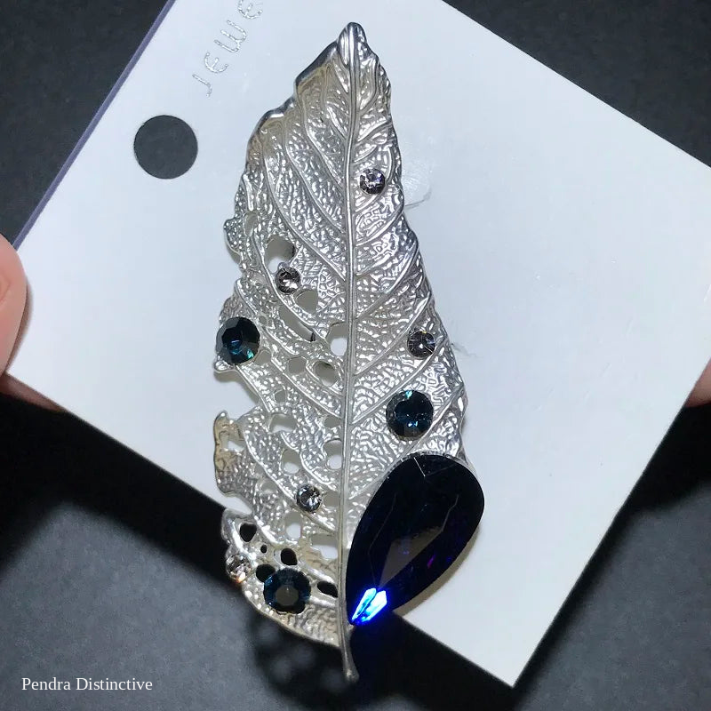 PENDRA Aurelia Crystal Golden Leaf Brooch