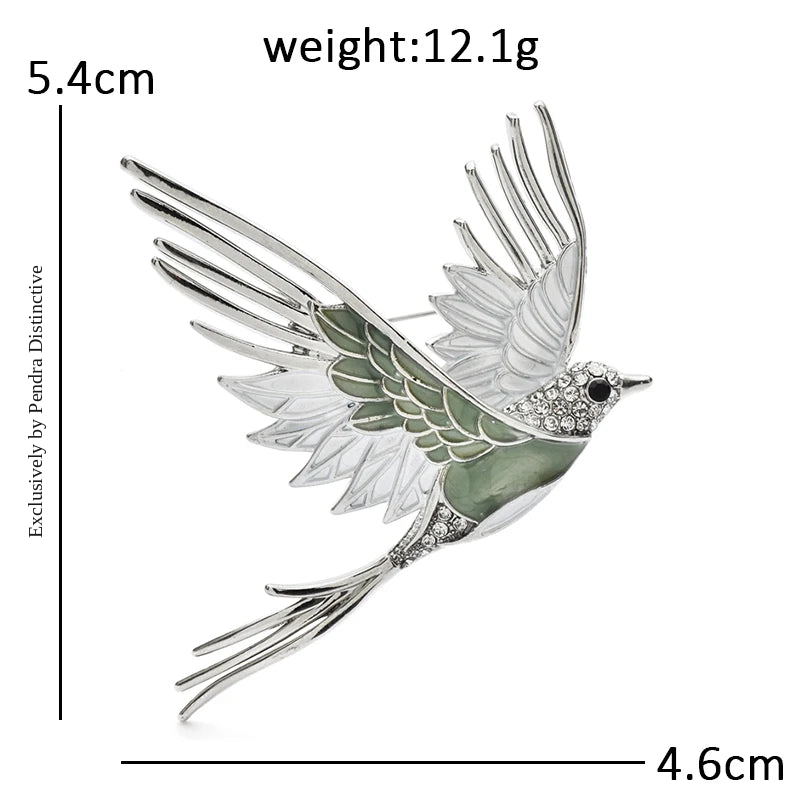 PENDRA Aviara Enamel Flying Bird Brooch