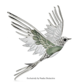PENDRA Aviara Enamel Flying Bird Brooch