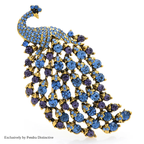 PENDRA Aviary Rhinestone Peacock Brooch