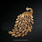 PENDRA Aviary Rhinestone Peacock Brooch