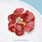 PENDRA Azurea Large Blue Enamel Flower Brooch
