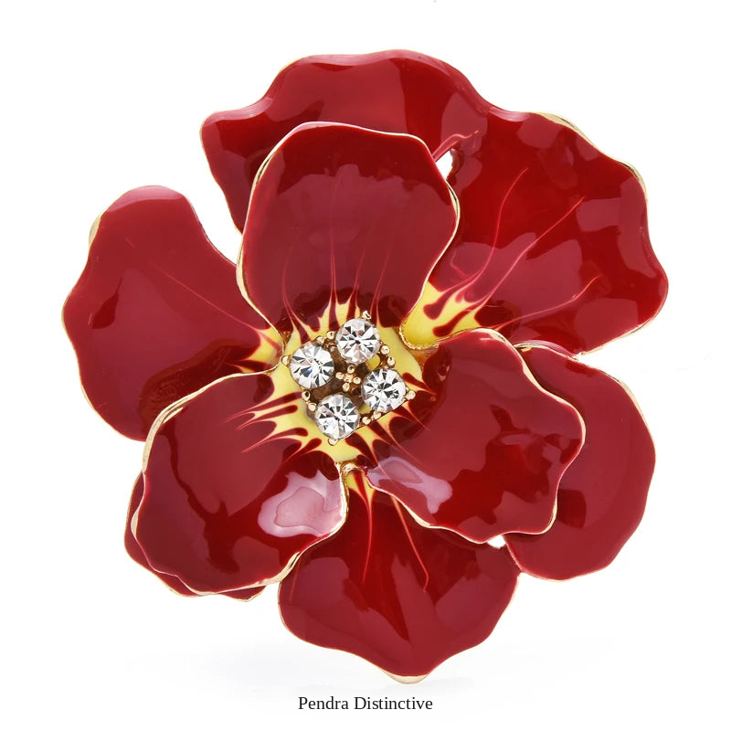 PENDRA Azurea Large Blue Enamel Flower Brooch