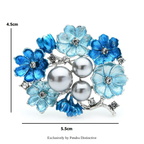 PENDRA Azurea Large Pearl Blue Enamel Brooch