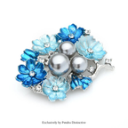 PENDRA Azurea Large Pearl Blue Enamel Brooch