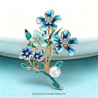 PENDRA Azurelle Elegant Blue Flower Brooch