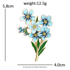 PENDRA Azurelle Elegant Blue Flower Brooch