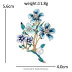 PENDRA Azurelle Elegant Blue Flower Brooch