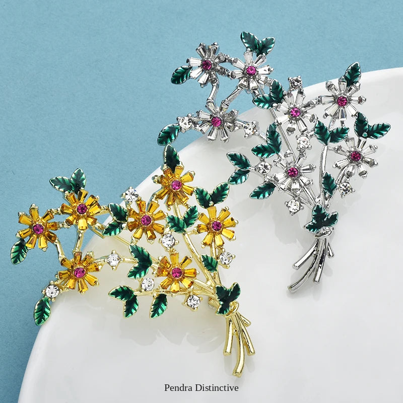 PENDRA Banquetflora Crystal Flower Brooch