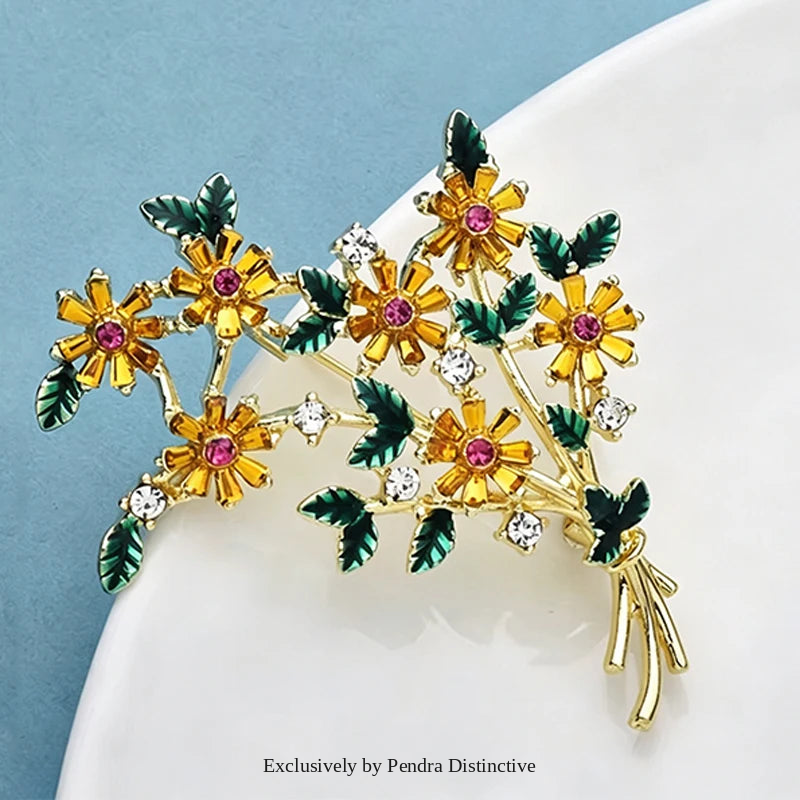 PENDRA Banquetflora Crystal Flower Brooch
