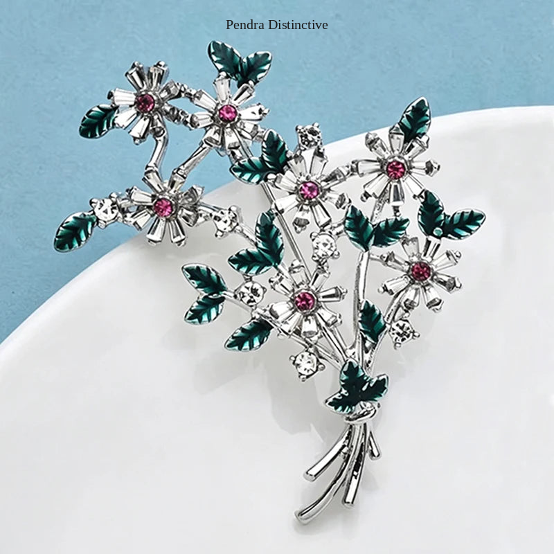 PENDRA Banquetflora Crystal Flower Brooch