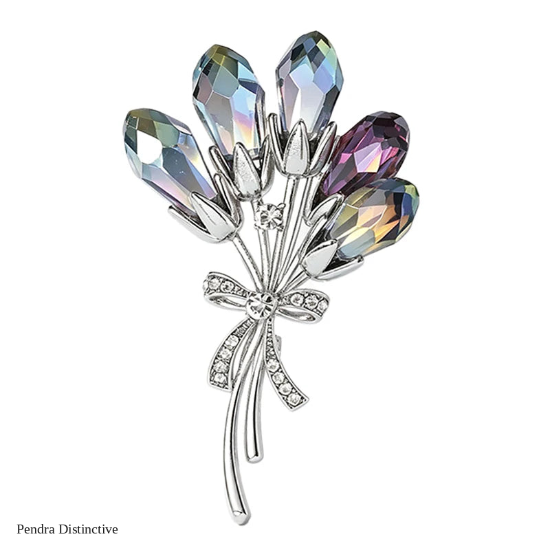 PENDRA Banquetflora Crystal Flower Brooch
