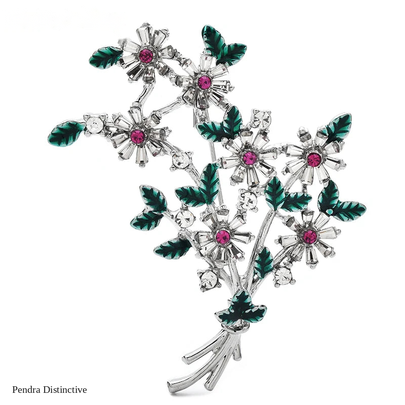 PENDRA Banquetflora Crystal Flower Brooch