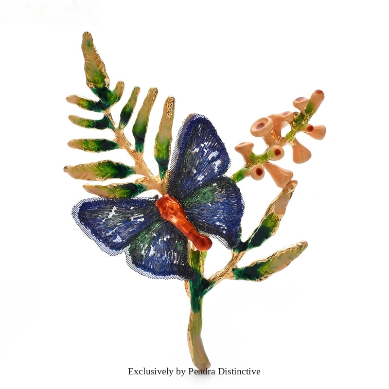 PENDRA Beautiful Butterfly And Flower Brooch