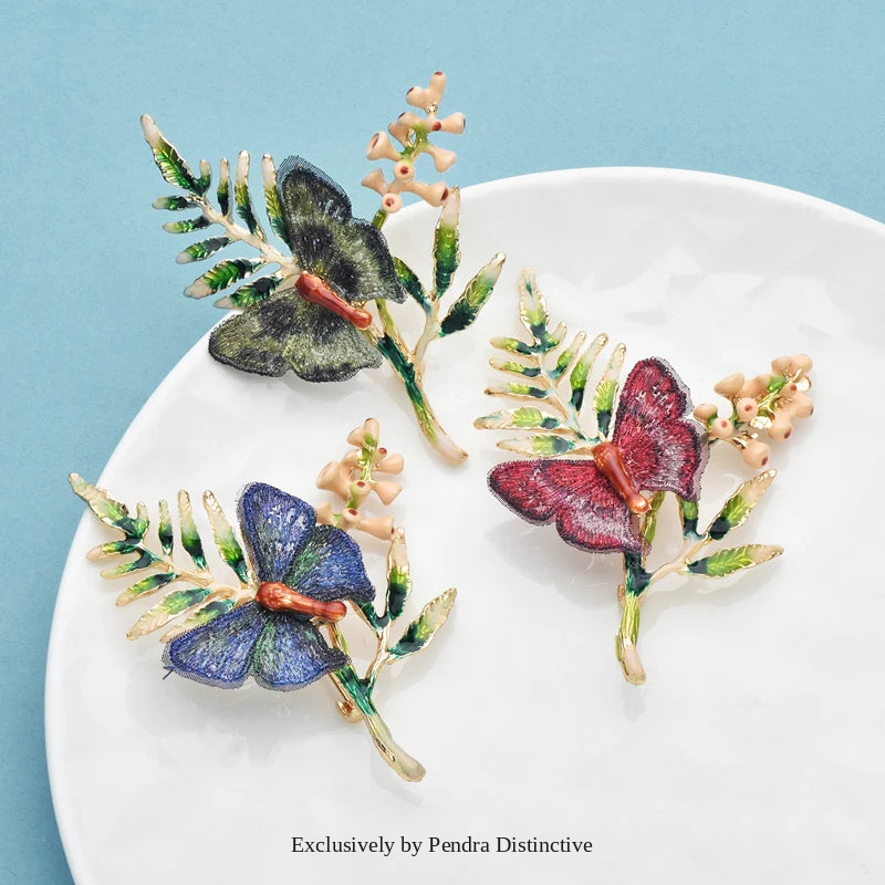 PENDRA Beautiful Butterfly And Flower Brooch