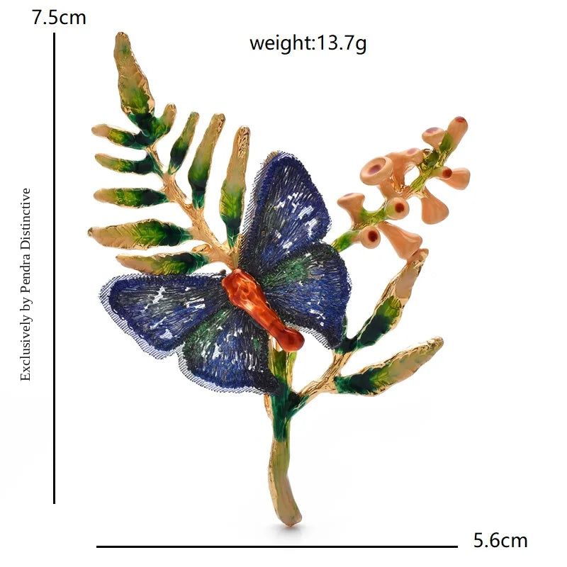 PENDRA Beautiful Butterfly And Flower Brooch