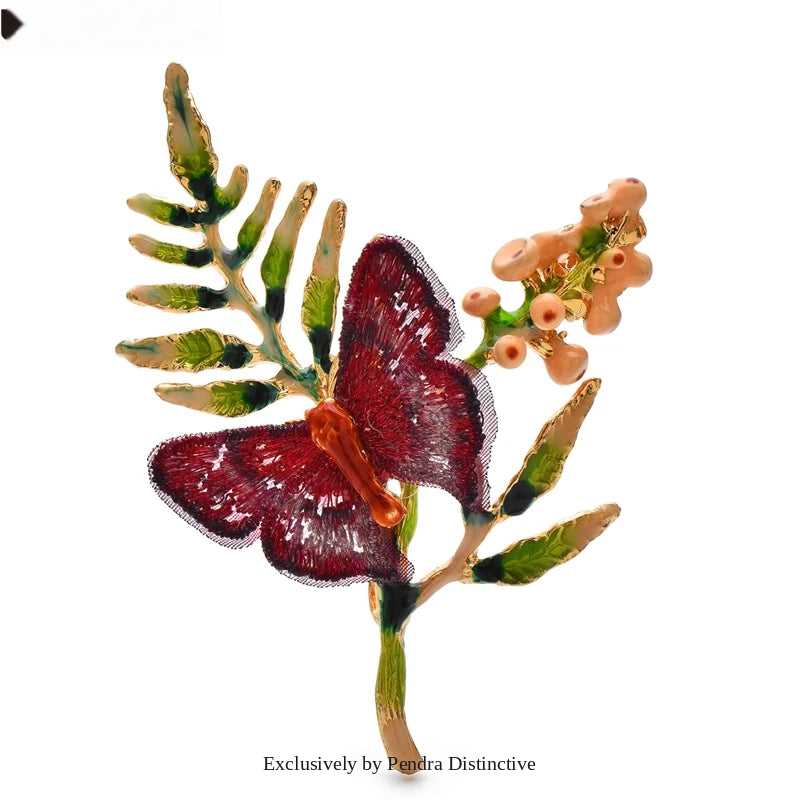 PENDRA Beautiful Butterfly And Flower Brooch