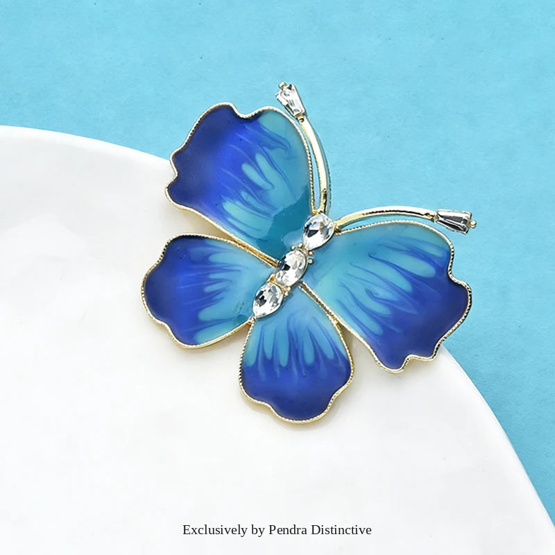 PENDRA Beautiful Enamel Butterfly Brooch