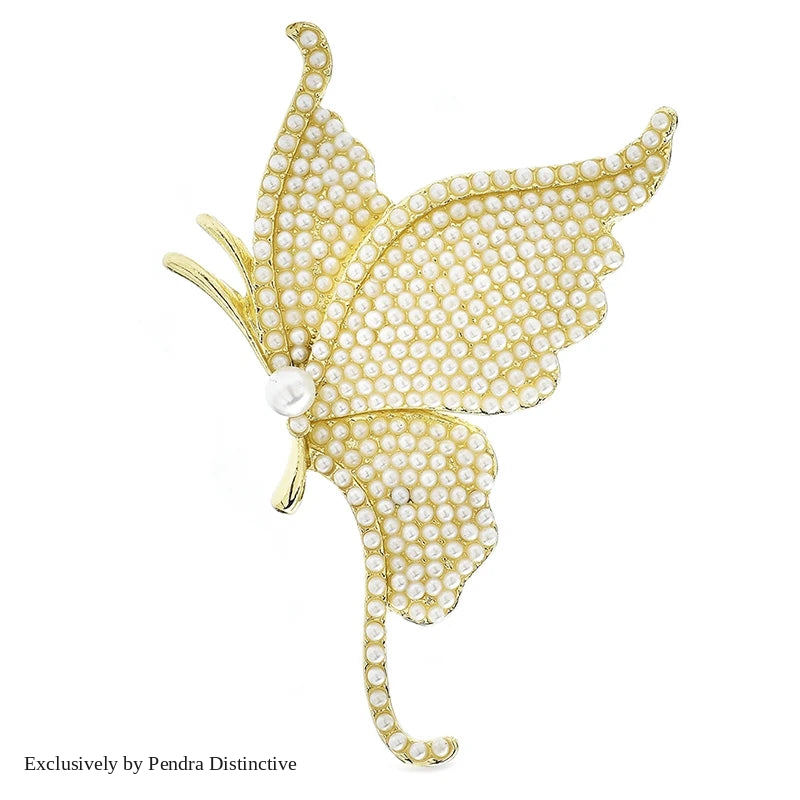 PENDRA Beautiful Pearl Butterfly Brooch