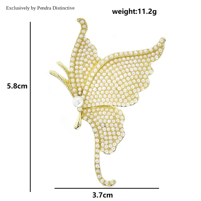 PENDRA Beautiful Pearl Butterfly Brooch