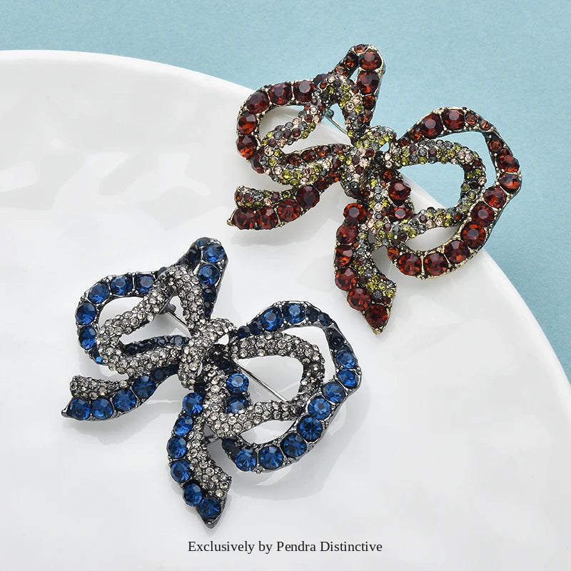 PENDRA Belladouble Shining Double-Layer Bowknot Brooch