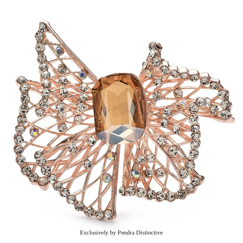 PENDRA Bellara Hollow Crystal Bowknot Brooch