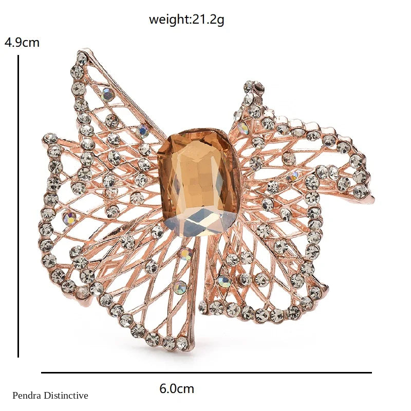 PENDRA Bellara Hollow Crystal Bowknot Brooch