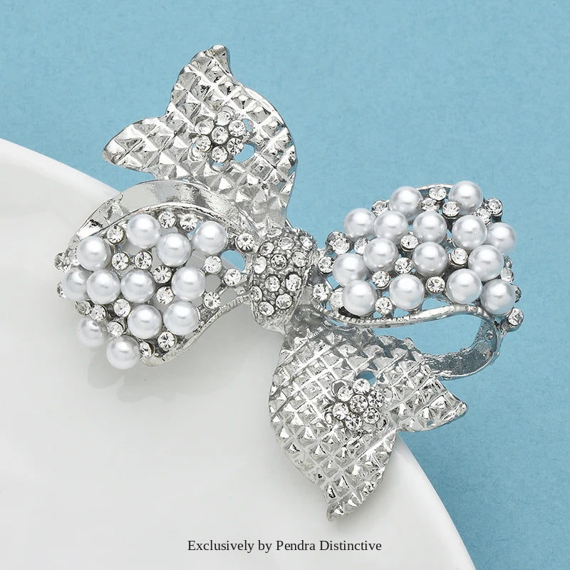 PENDRA Bellara Pearl Rhinestone Bowknot Brooch