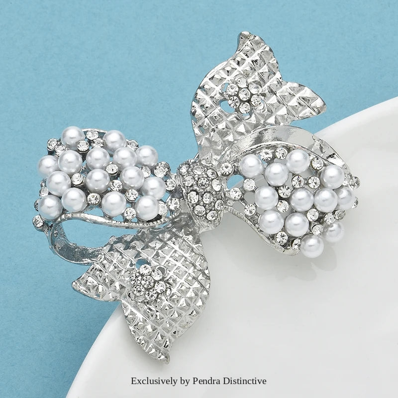 PENDRA Bellara Pearl Rhinestone Bowknot Brooch