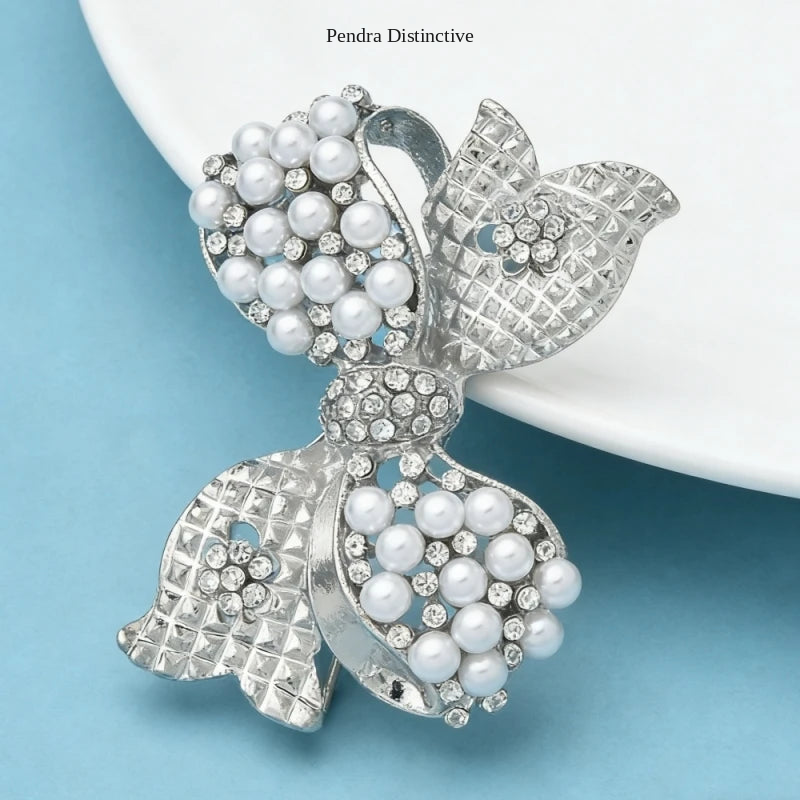 PENDRA Bellara Pearl Rhinestone Bowknot Brooch