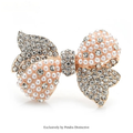 PENDRA Bellara Sparkling Rhinestone Pearl Bowknot Brooch