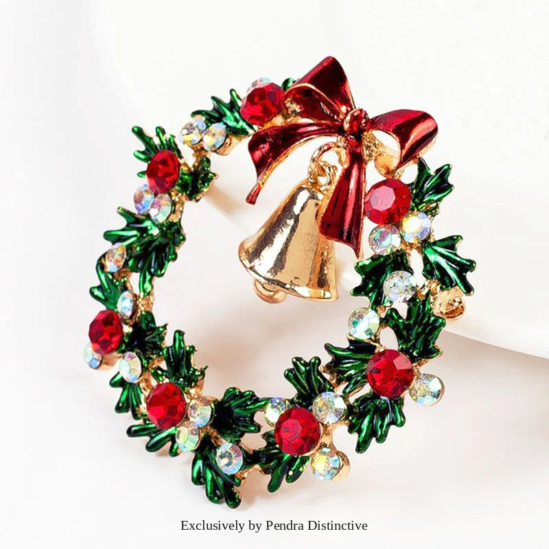 PENDRA Bellwreath Enamel Wreath Bell Brooch
