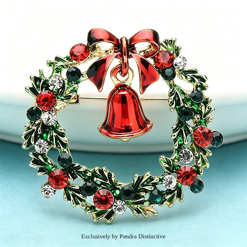 PENDRA Bellwreath Enamel Wreath Bell Brooch