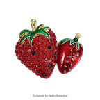 PENDRA Berry Belle Rhinestone Strawberry Brooch