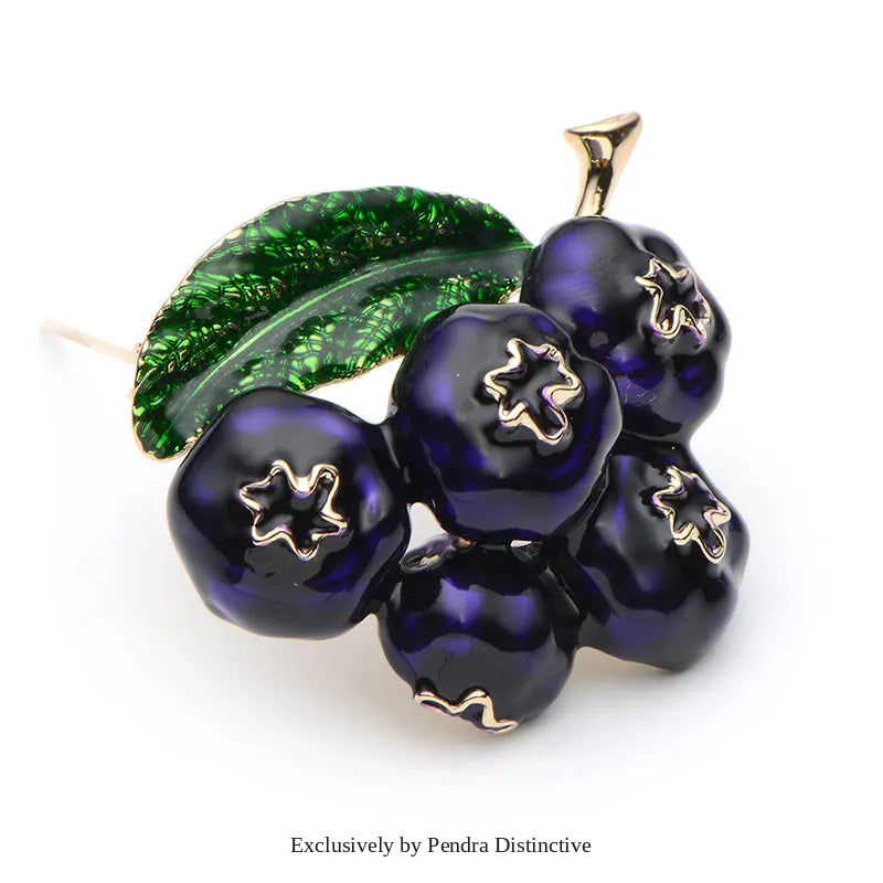 PENDRA Berryblue Purple Enamel Blueberry Brooch