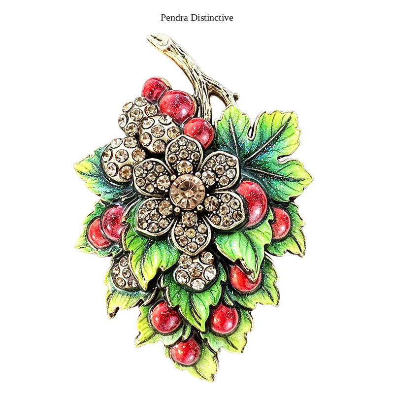 PENDRA Berryelle Vintage Berry Flower Brooch