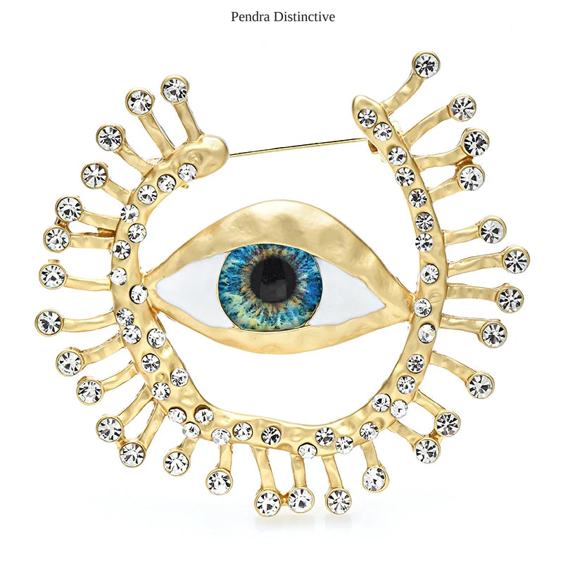 PENDRA Big Blue Eye Round Brooch