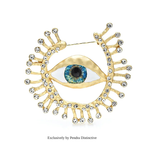 PENDRA Big Blue Eye Round Brooch