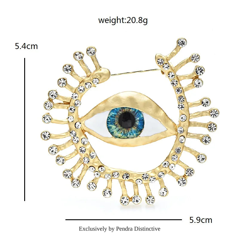 PENDRA Big Blue Eye Round Brooch