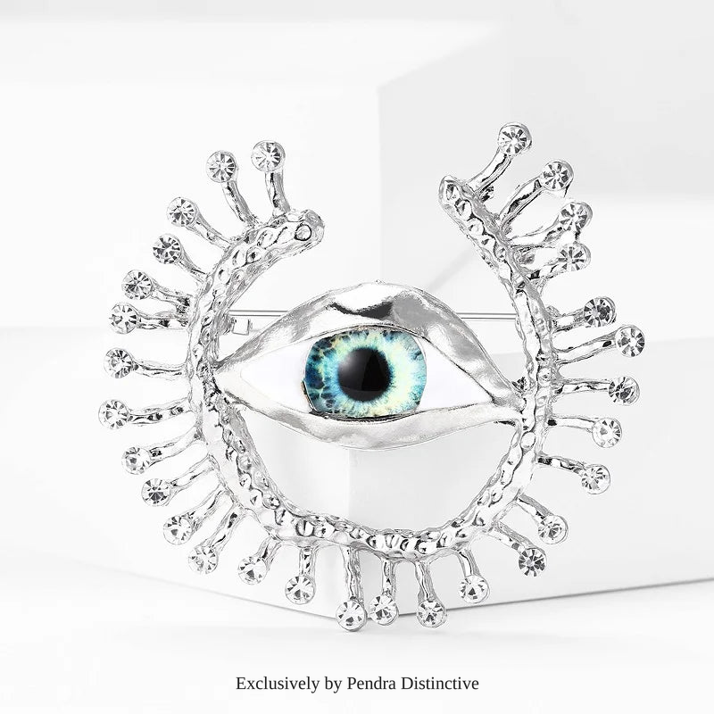 PENDRA Big Blue Eye Round Brooch