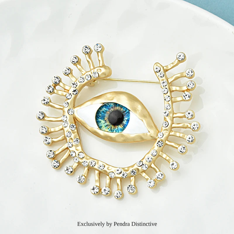 PENDRA Big Blue Eye Round Brooch