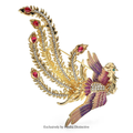 PENDRA Big Phoenix Enamel Lifelike Peacock Brooch