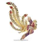 PENDRA Big Phoenix Enamel Lifelike Peacock Brooch