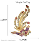 PENDRA Big Phoenix Enamel Lifelike Peacock Brooch