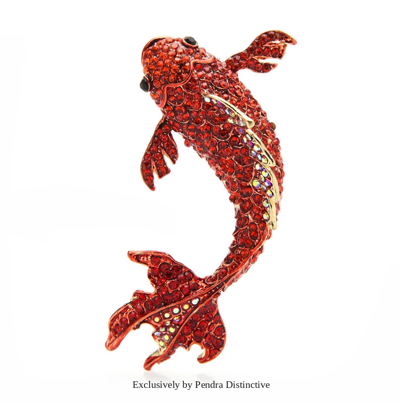 PENDRA Big Red Fish Brooch