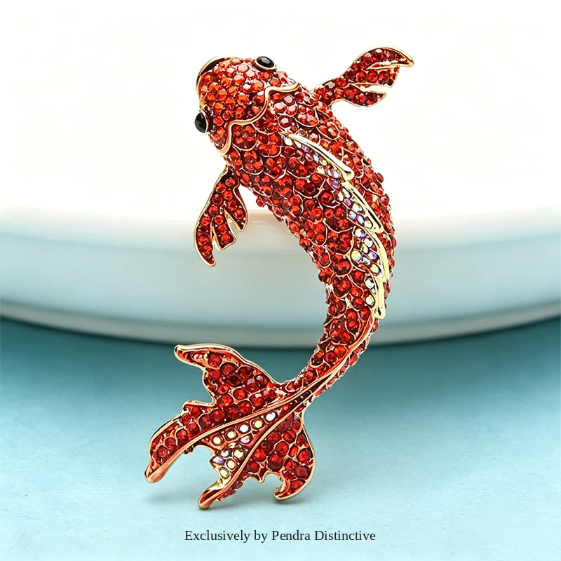PENDRA Big Red Fish Brooch