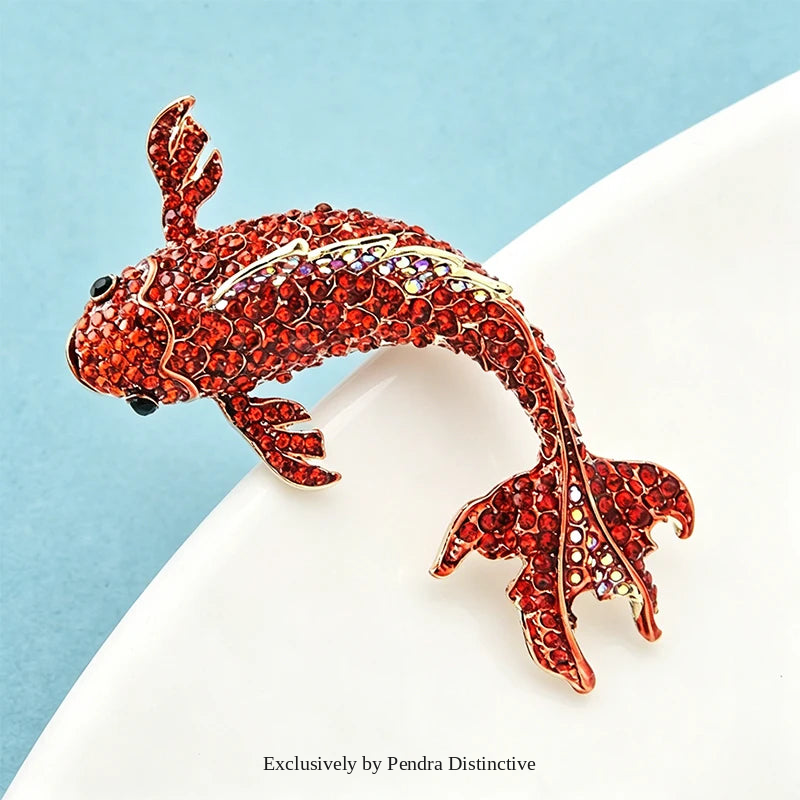 PENDRA Big Red Fish Brooch